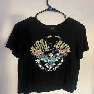 “World Tour” Graphic Crop T-Shirt